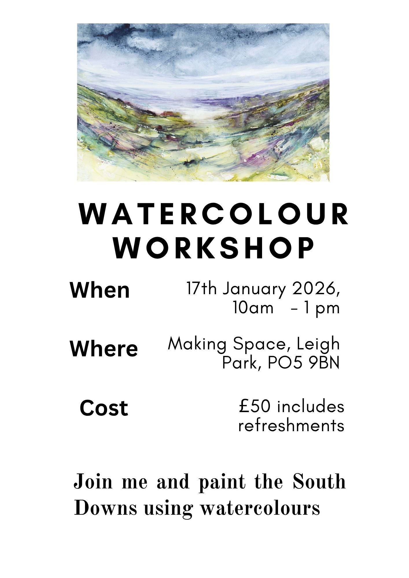 Watercolour Workshop 17th January 2026