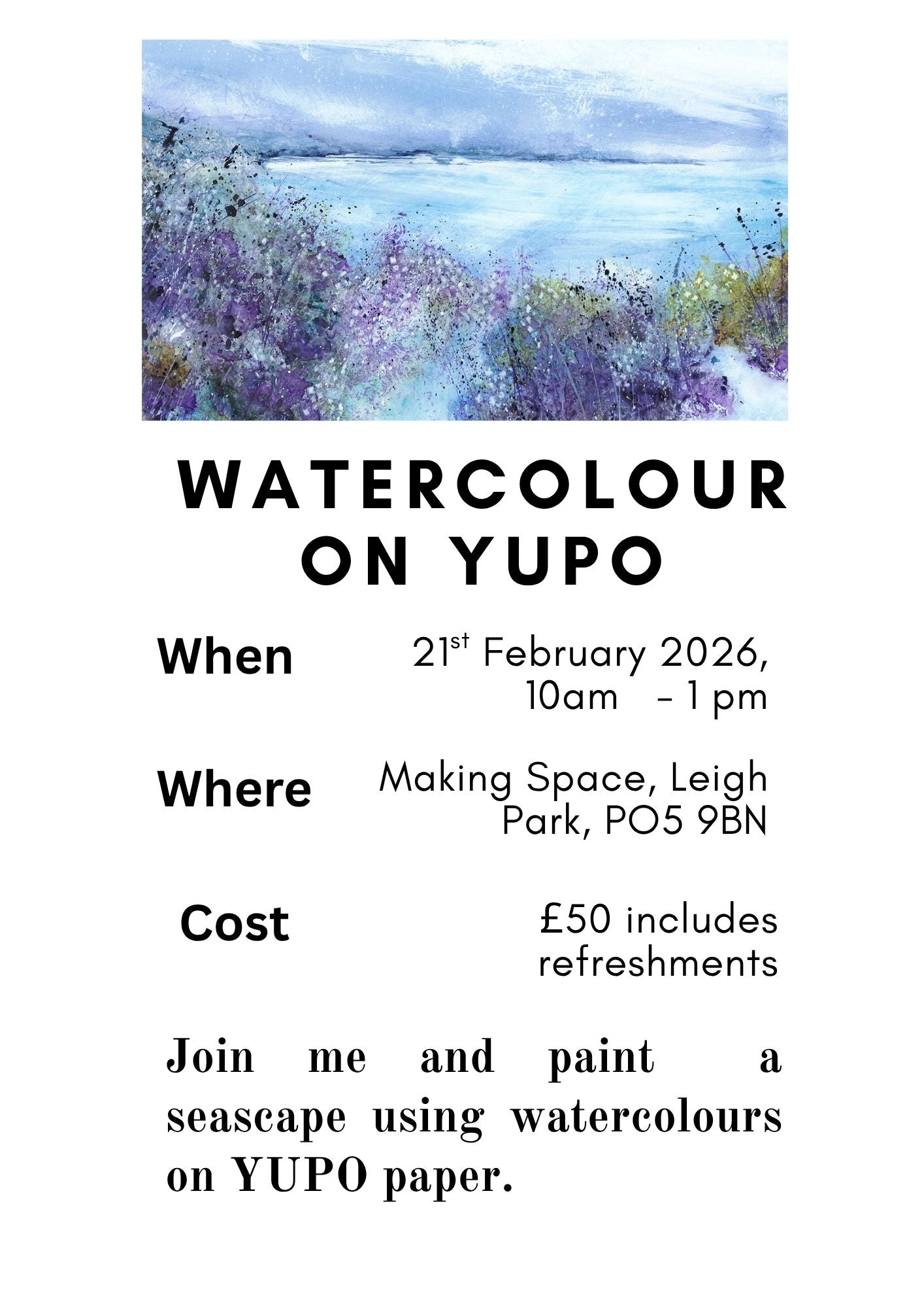 Watercolour Workshop 21st February 2026 YUPO